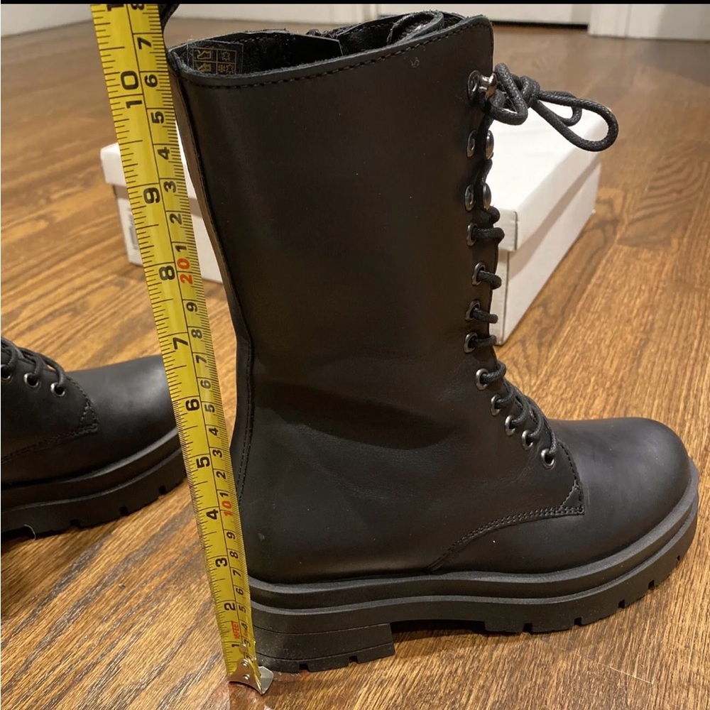 NIB Benvenuti black leather Tall combat boots zip size 36 (us 6) made in Italy - Picture 6 of 8